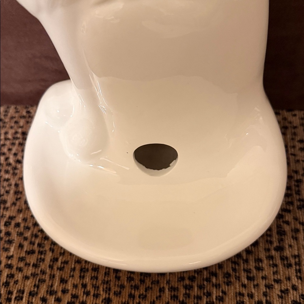 Vintage. Elegant White/Cream Cat Shaped Ceramic Incense or Soap Holder. 10” - Picture 4 of 7